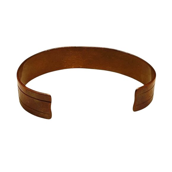 Vintage Copper Cuff Bracelet With Floral Engraving Design For Women - Picture 3 of 9